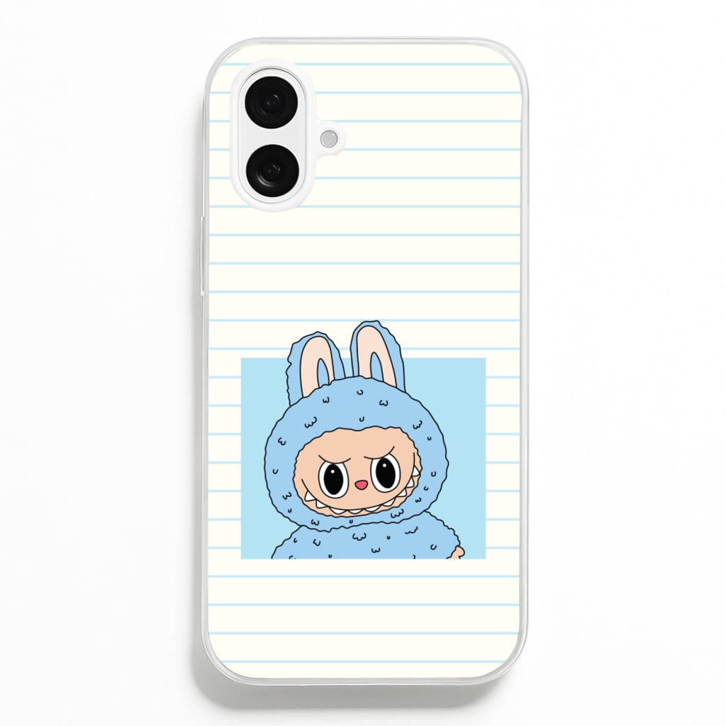 Cute Blue Notebook Monster - Plushy Phone Case for iPhone 16 Plus