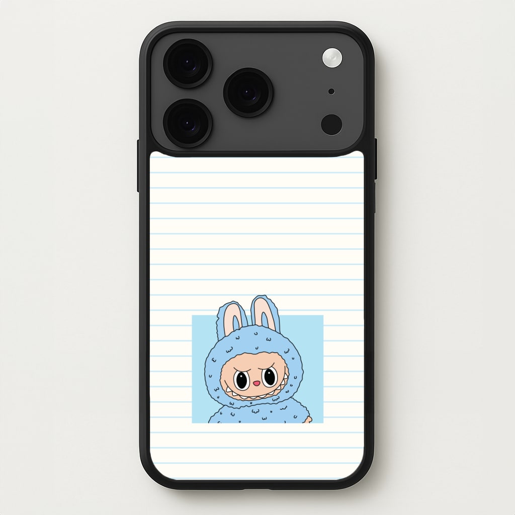 Cute Blue Notebook Monster Phone Case for iPhone 17 Pro Max