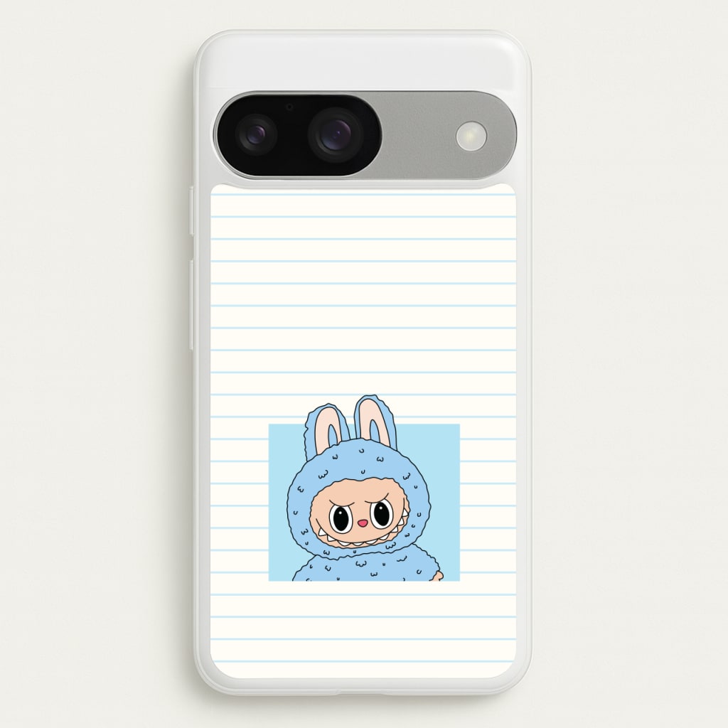 Cute Blue Notebook Monster - Plushy Phone Case for Google Pixel 9 / 9 Pro