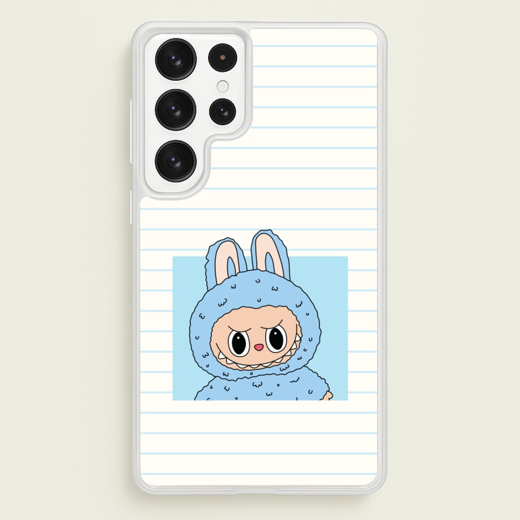 Cute Blue Notebook Monster - Plushy Phone Case for Galaxy S22 Ultra