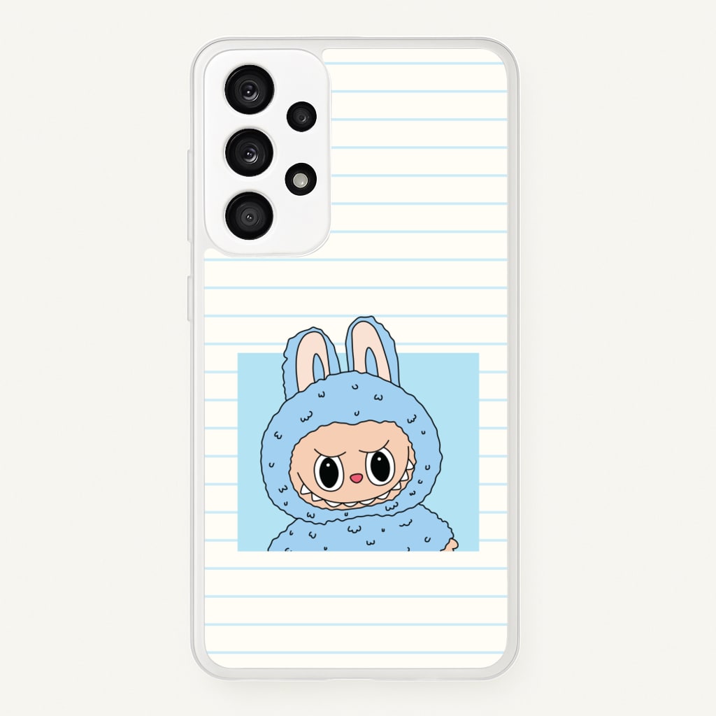 Cute Blue Notebook Monster - Plushy Phone Case for Galaxy A53
