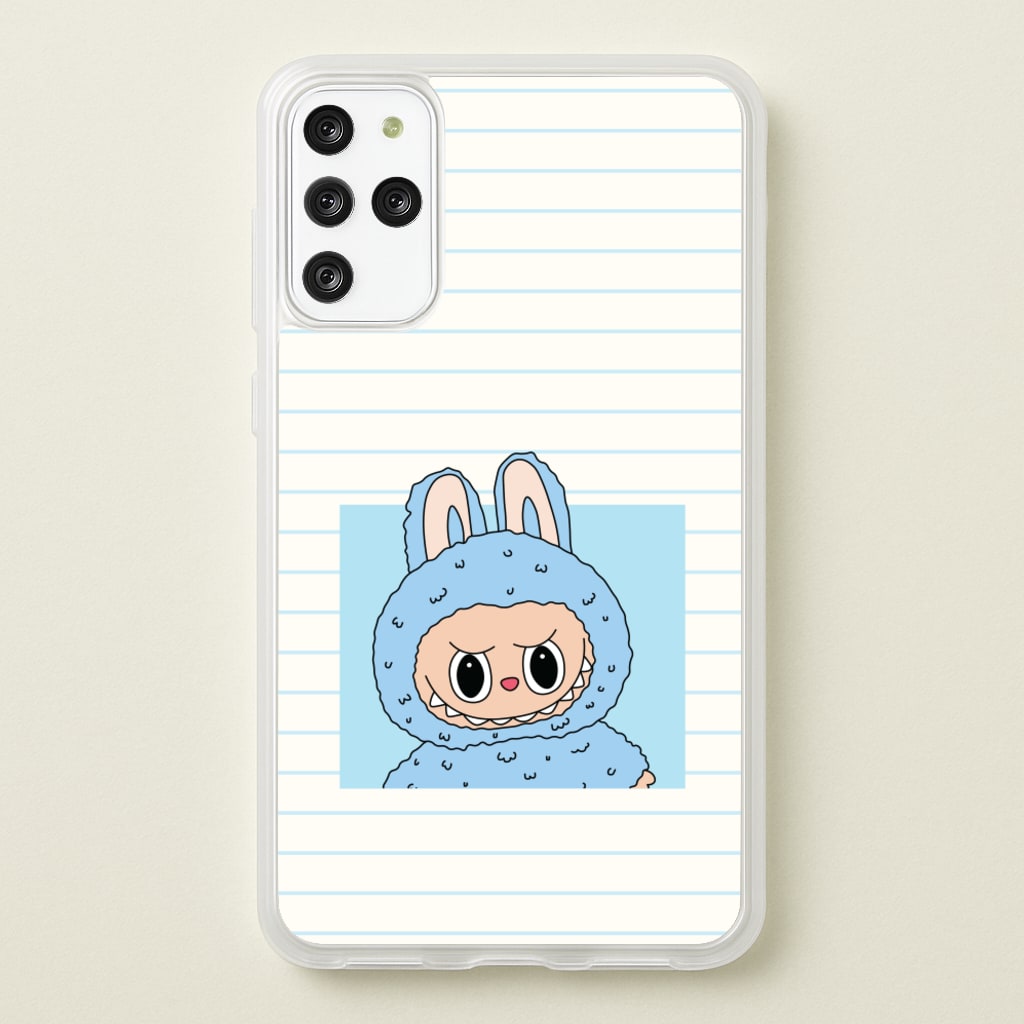 Cute Blue Notebook Monster - Plushy Phone Case for Galaxy S20 Plus