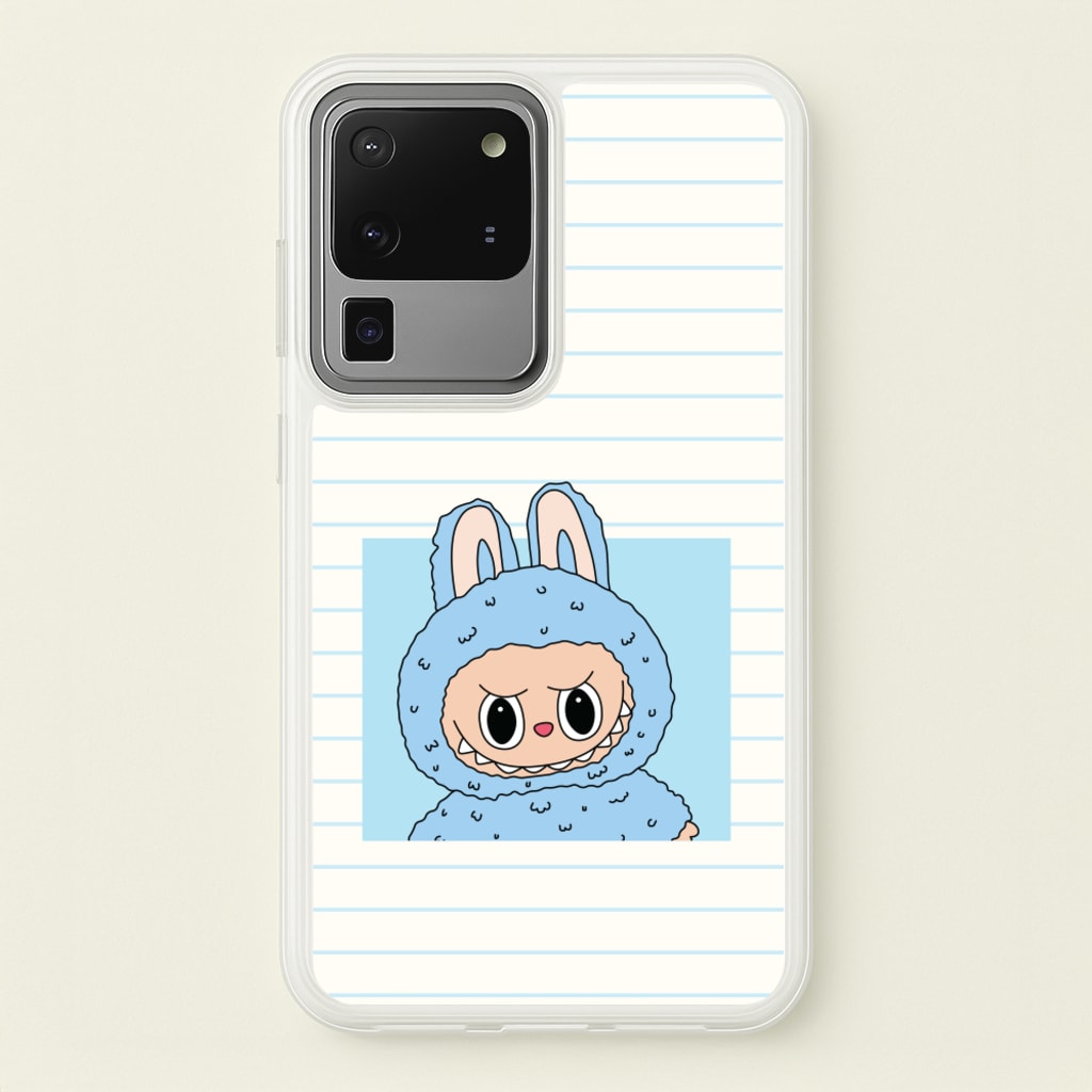 Cute Blue Notebook Monster - Plushy Phone Case for Galaxy S20 Ultra