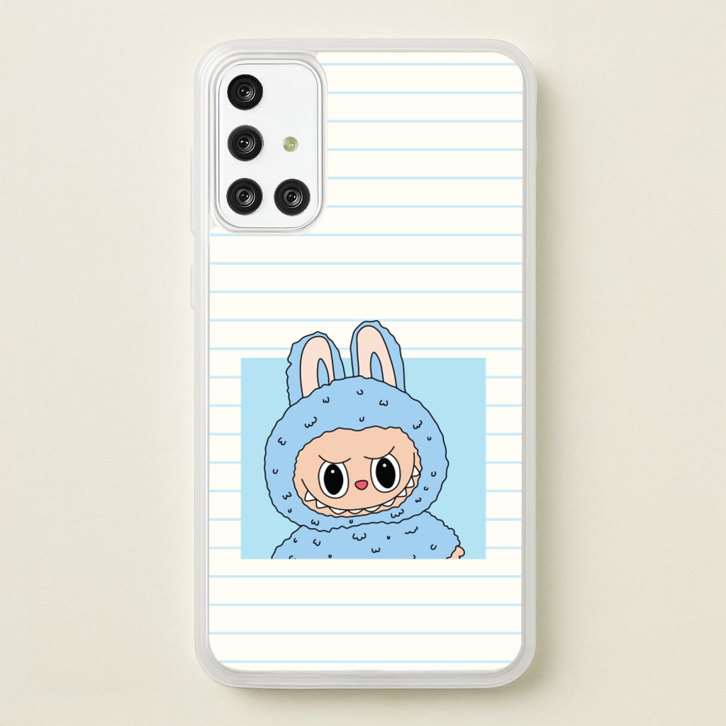 Cute Blue Notebook Monster - Plushy Phone Case for Galaxy A71