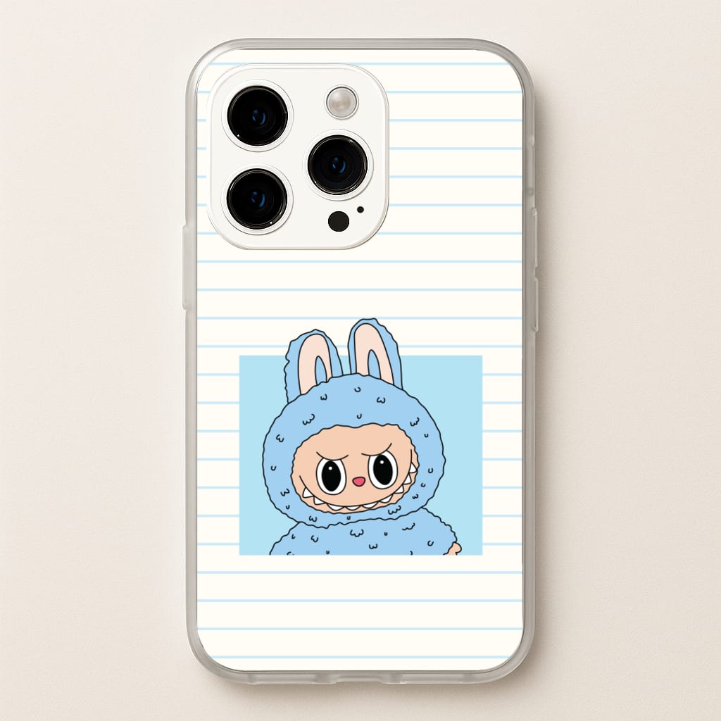 Cute Blue Notebook Monster - Plushy Phone Case for iPhone 15 Pro Max