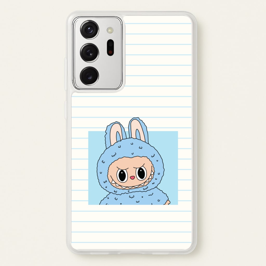 Cute Blue Notebook Monster - Plushy Phone Case for Galaxy Note 20 Ultra