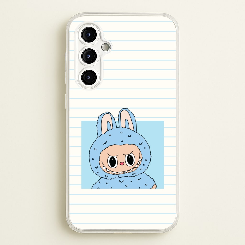 Cute Blue Notebook Monster - Plushy Phone Case for Galaxy A54