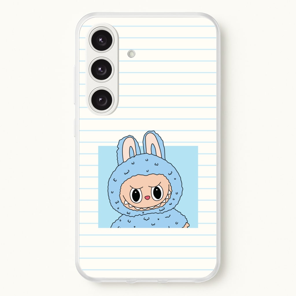 Cute Blue Notebook Monster - Plushy Phone Case for Galaxy S25 Plus