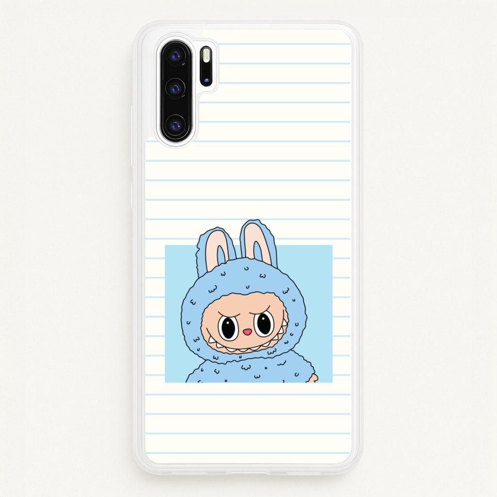 Cute Blue Notebook Monster - Plushy Phone Case for Huawei P30 Pro