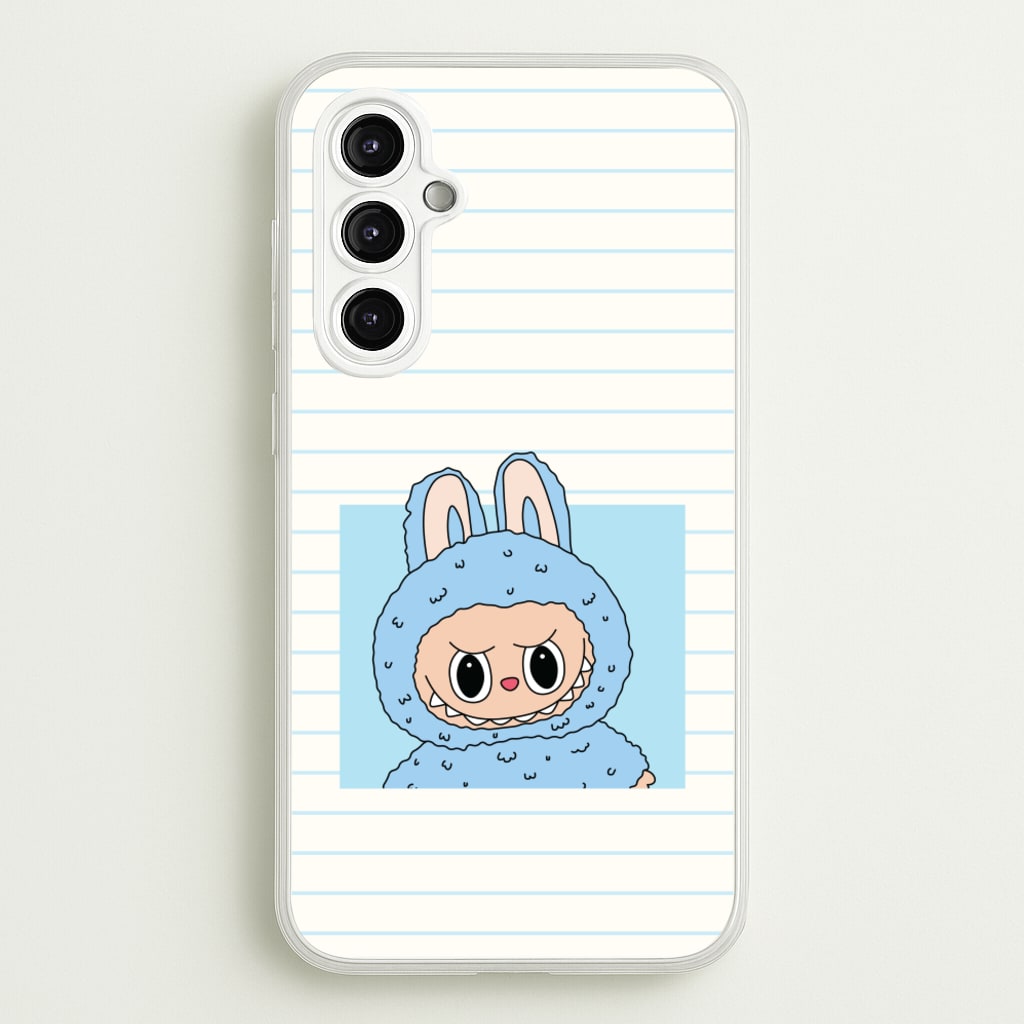 Cute Blue Notebook Monster - Plushy Phone Case for Galaxy A14