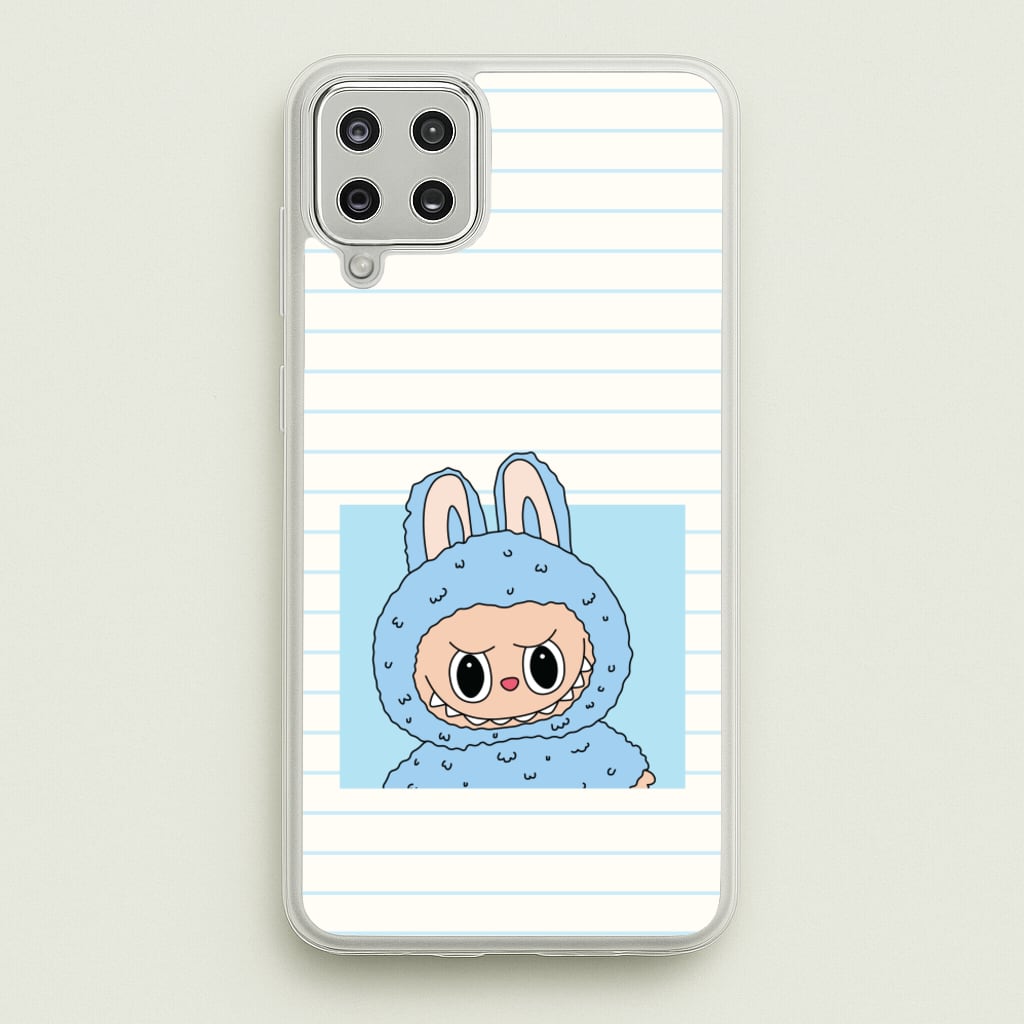 Cute Blue Notebook Monster - Plushy Phone Case for Galaxy A12