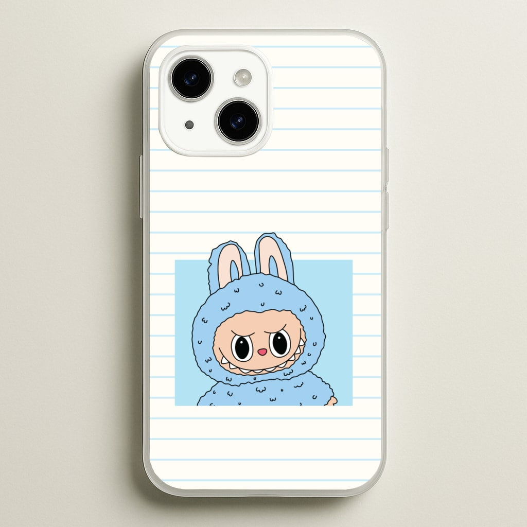 Cute Blue Notebook Monster - Plushy Phone Case for iPhone 15