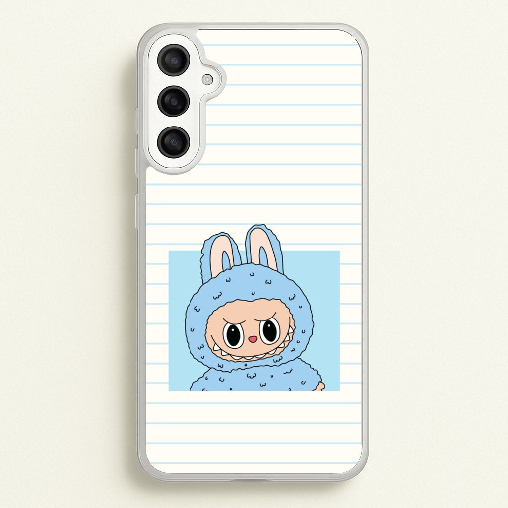 Cute Blue Notebook Monster - Plushy Phone Case for Galaxy A34