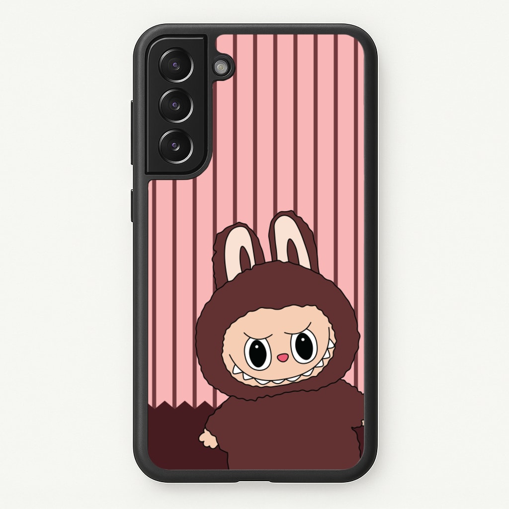 Stripey Cute Brown Monster - Plushy Phone Case for Galaxy S21FE