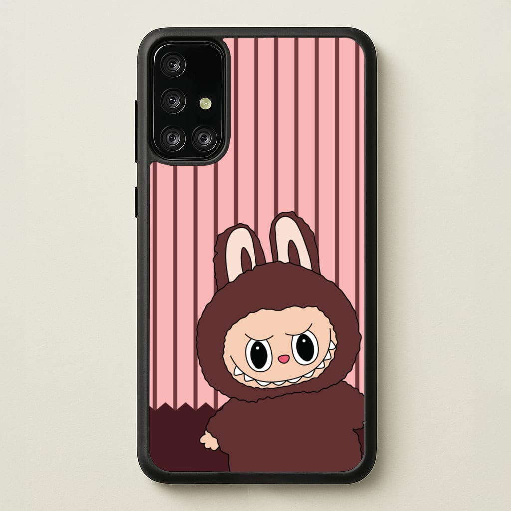 Stripey Cute Brown Monster - Plushy Phone Case for Galaxy A71