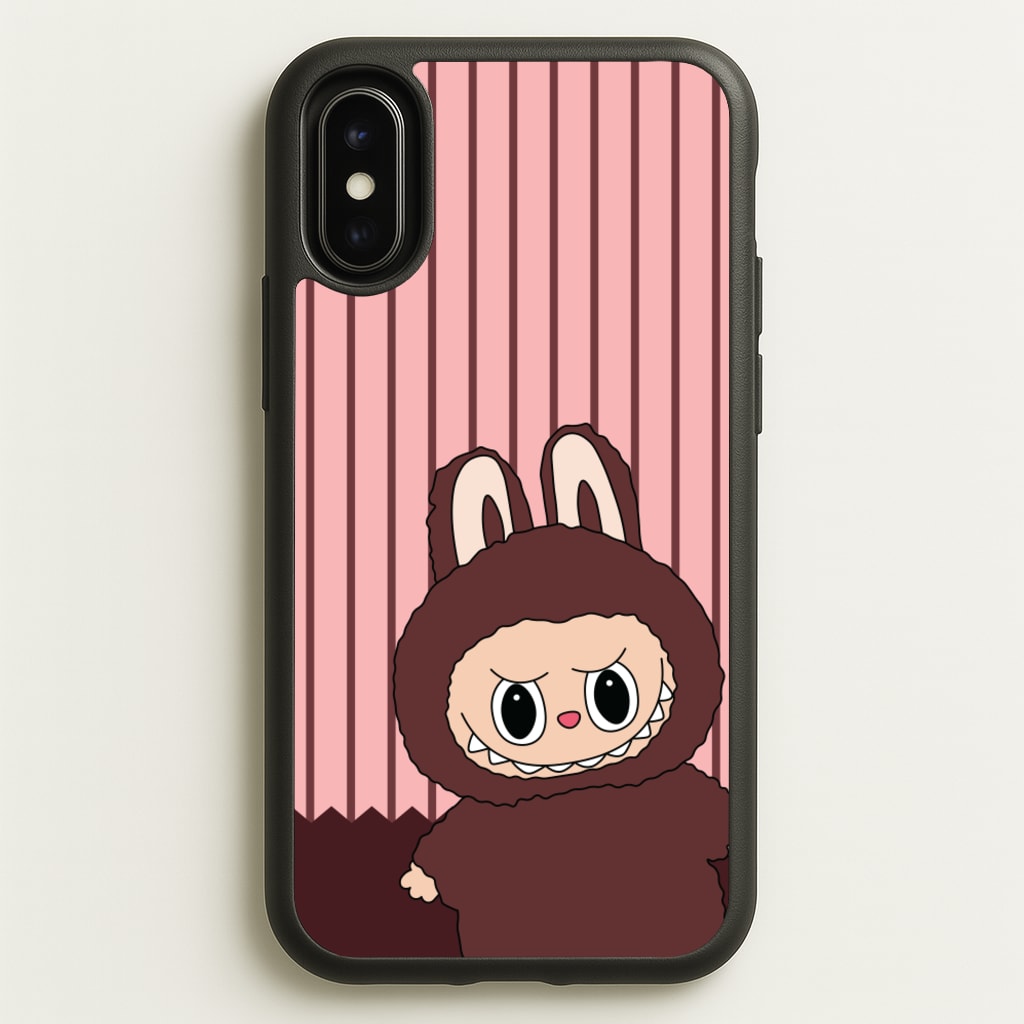 Stripey Cute Brown Monster - Plushy Phone Case for iPhone X / XS