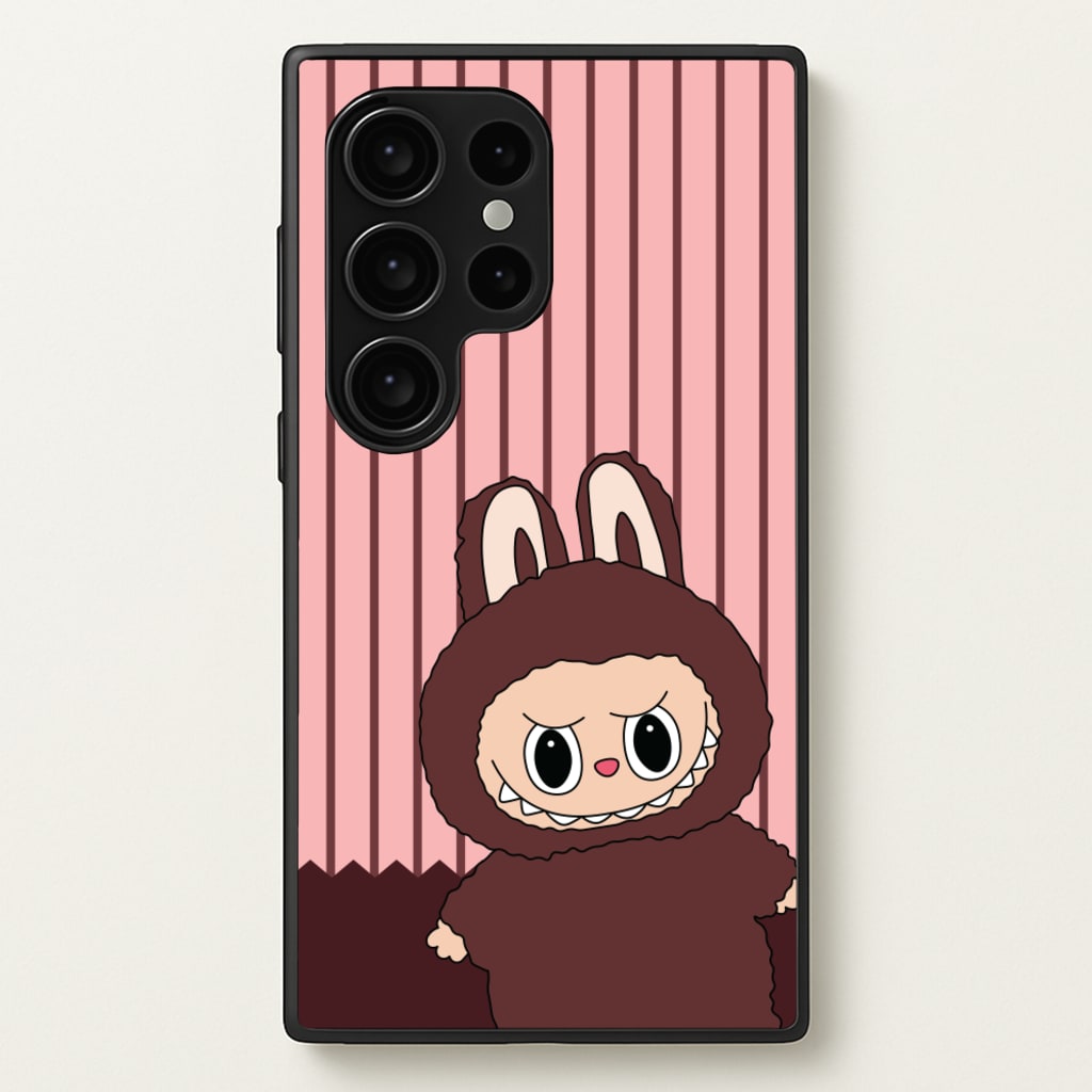 Stripey Cute Brown Monster - Plushy Phone Case for Galaxy S24 Ultra