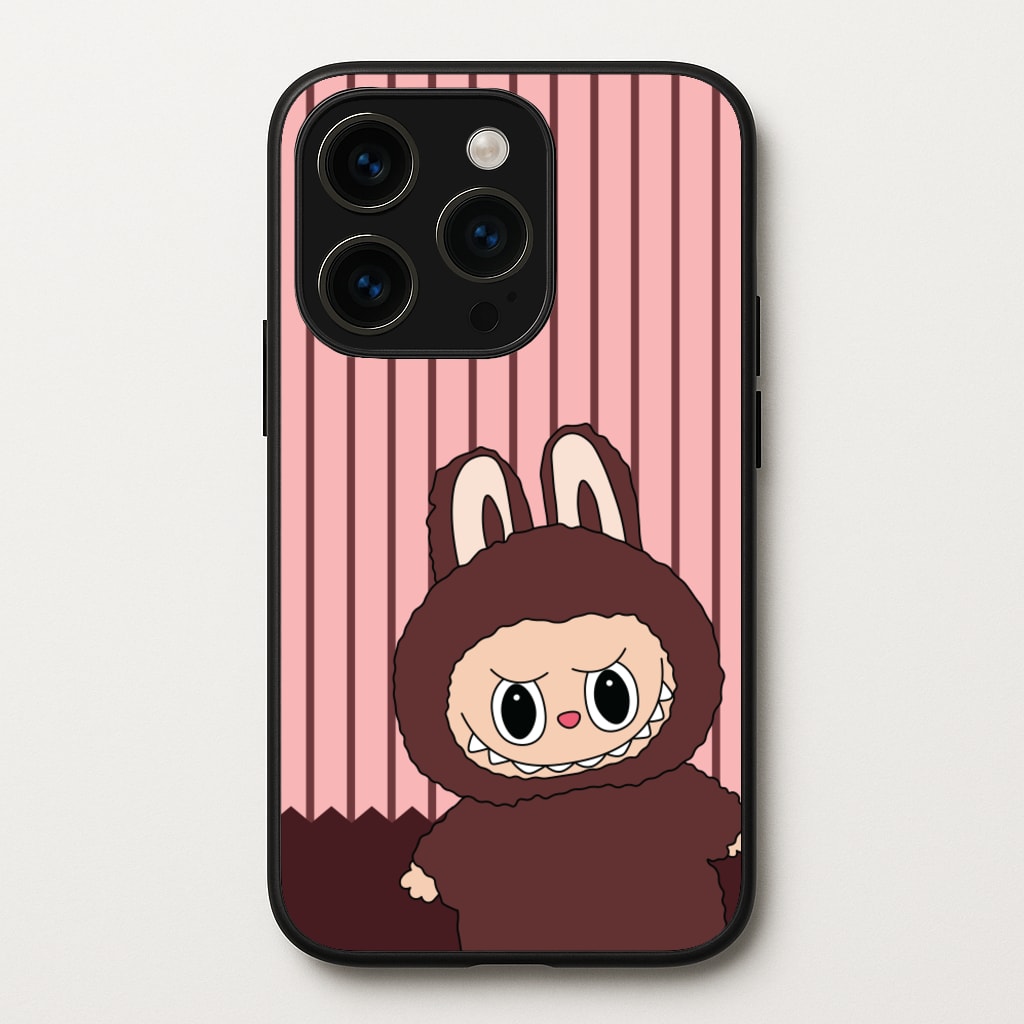 Stripey Cute Brown Monster - Plushy Phone Case for iPhone 15 Pro Max