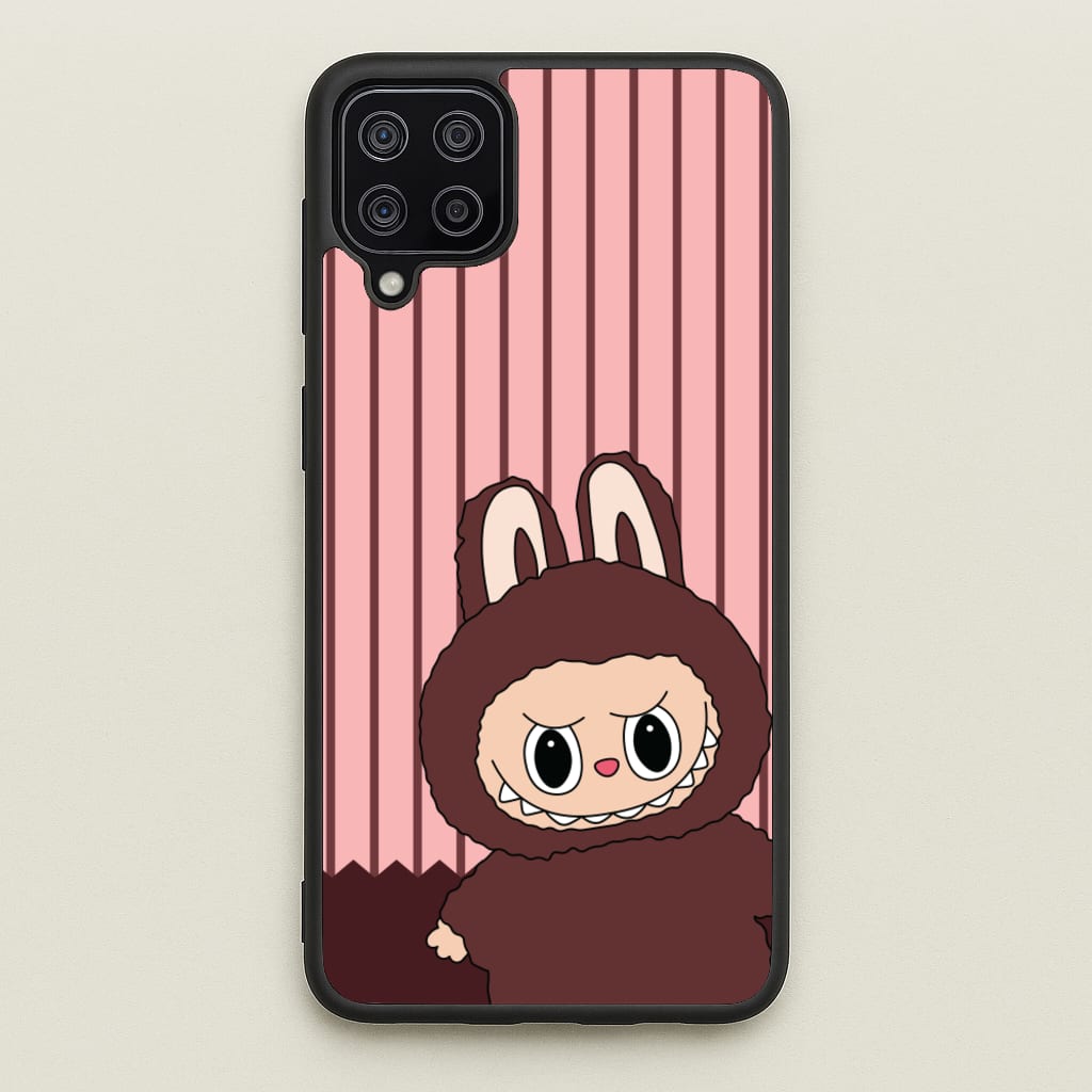 Stripey Cute Brown Monster - Plushy Phone Case for Galaxy A12