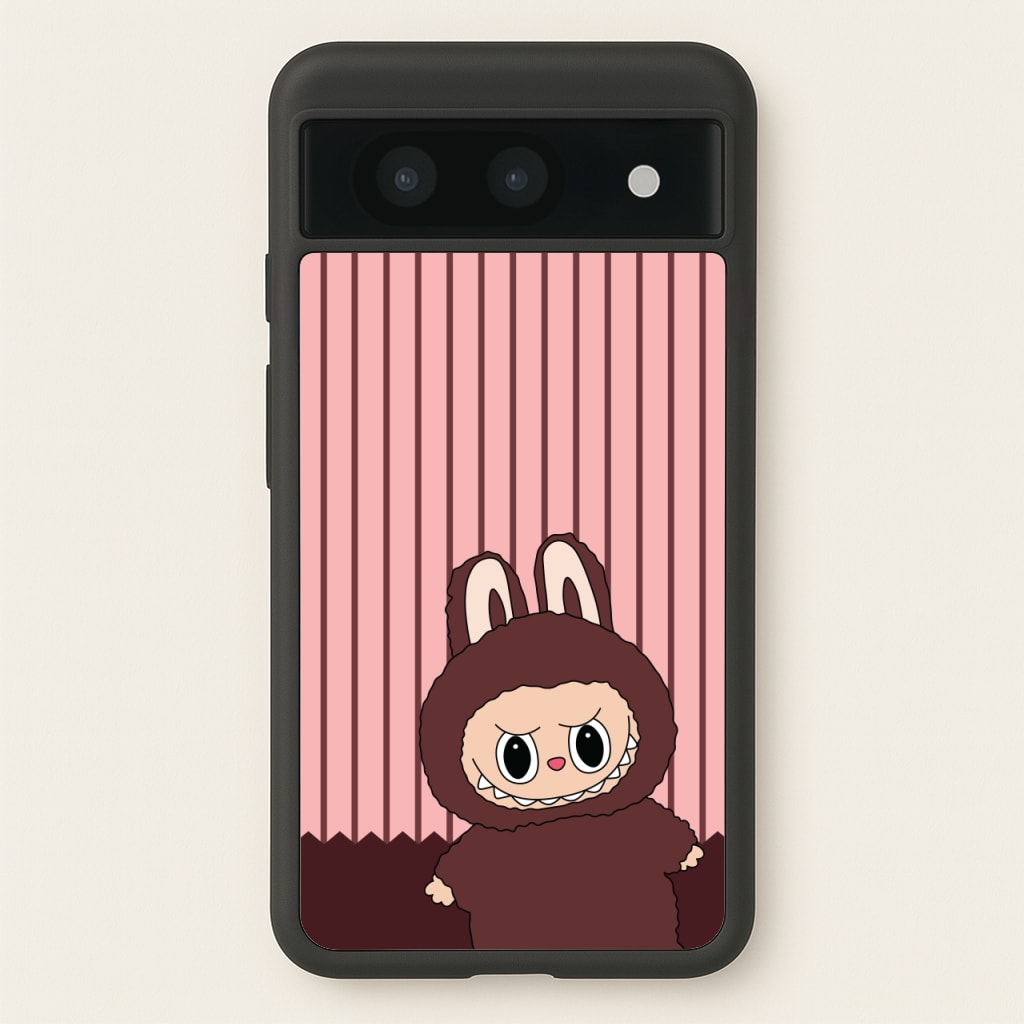 Stripey Cute Brown Monster - Plushy Phone Case for Google Pixel 8a