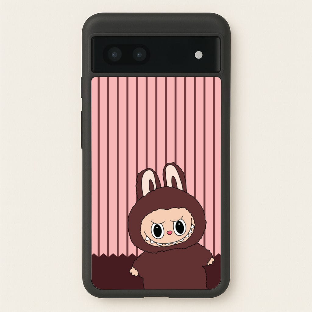 Stripey Cute Brown Monster - Plushy Phone Case for Google Pixel 7a