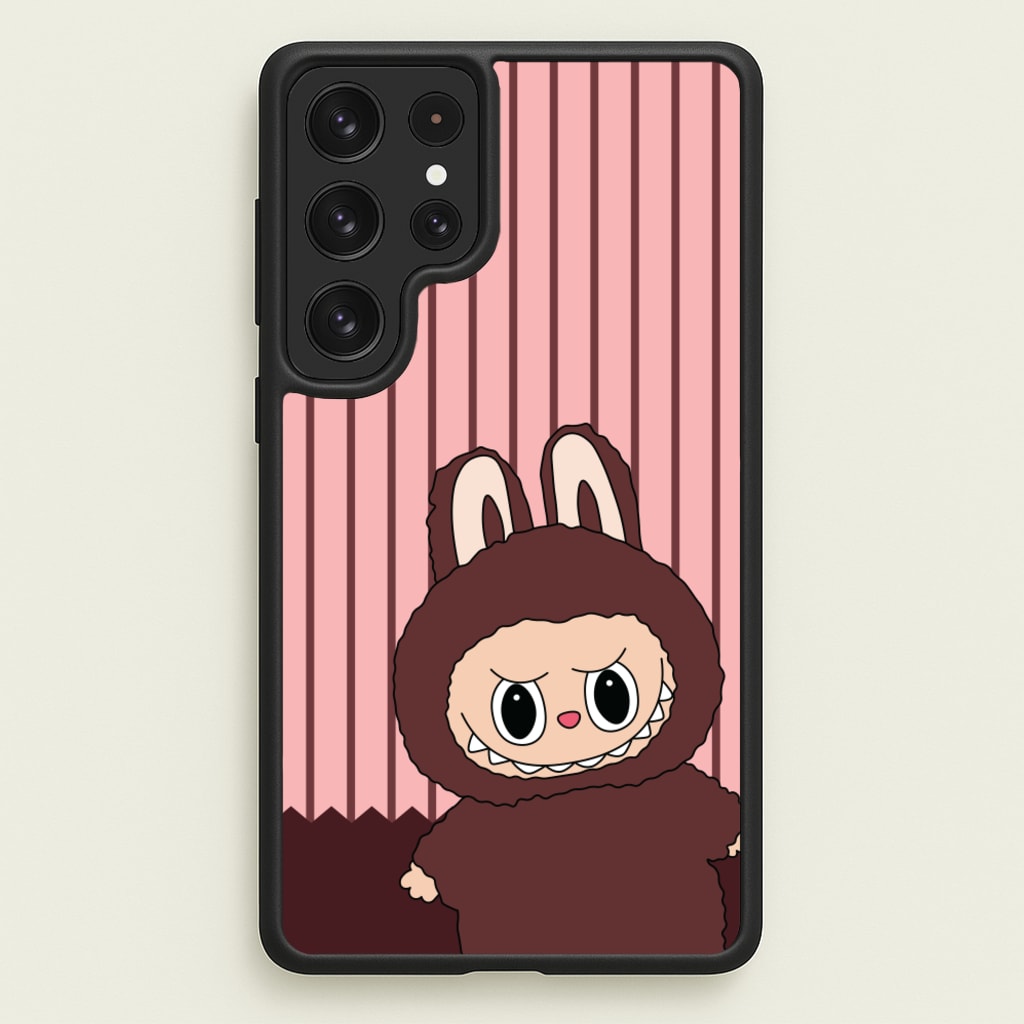 Stripey Cute Brown Monster - Plushy Phone Case for Galaxy S23 Ultra
