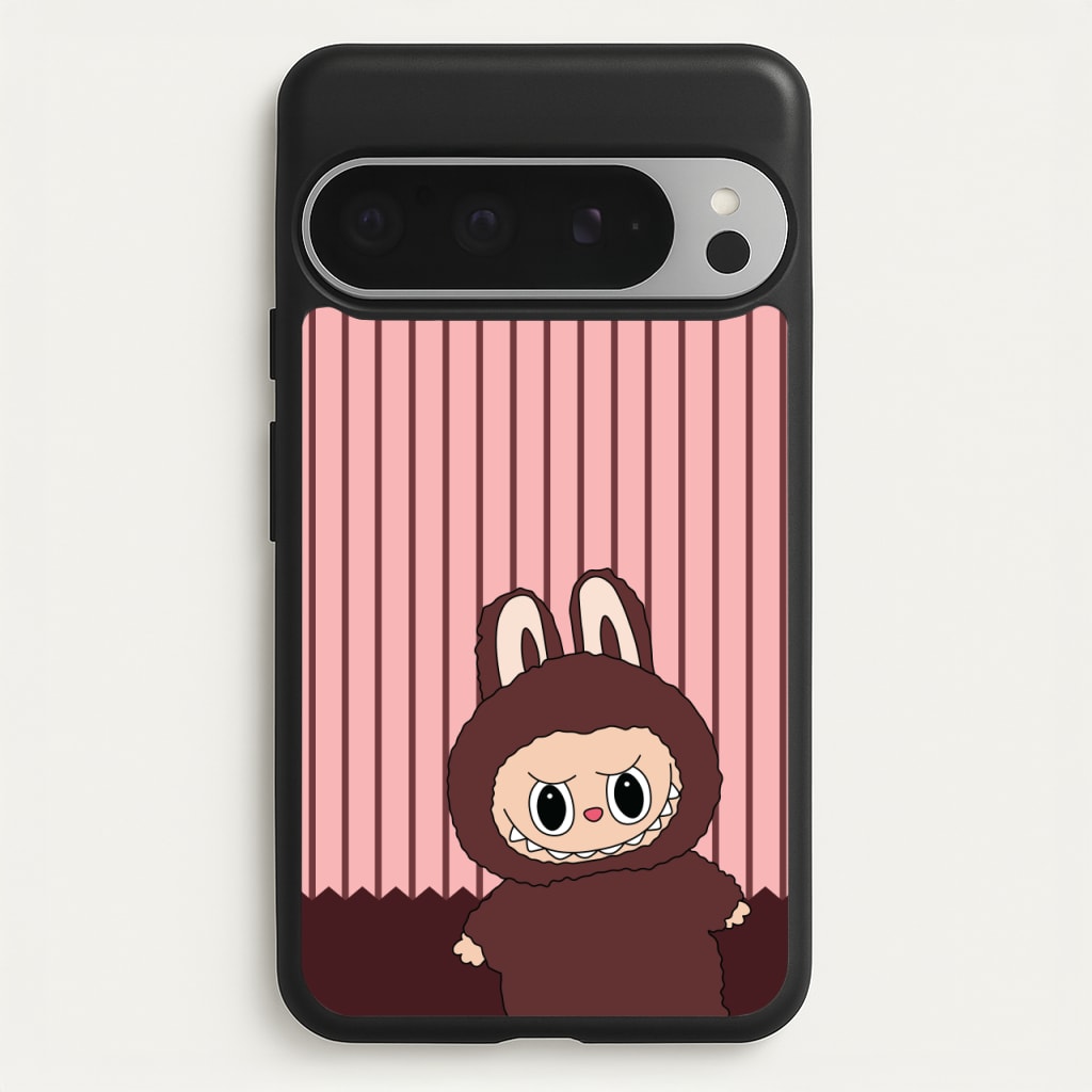 Stripey Cute Brown Monster - Plushy Phone Case for Google Pixel 9 Pro XL