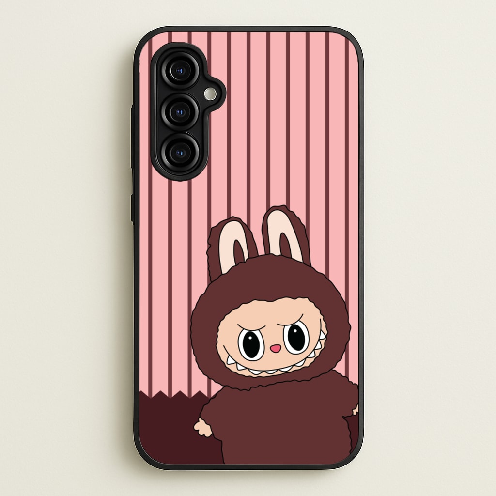 Stripey Cute Brown Monster - Plushy Phone Case for Galaxy A54