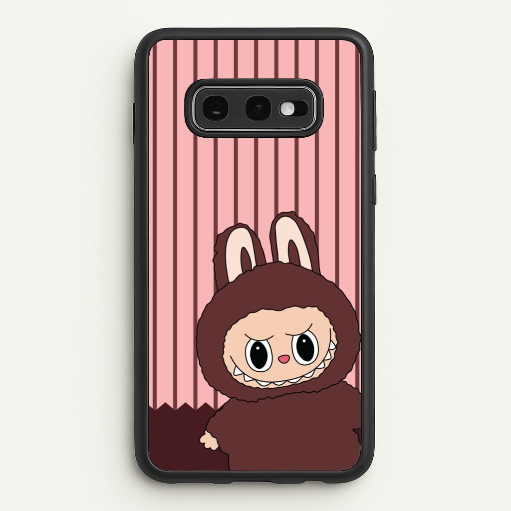 Stripey Cute Brown Monster - Plushy Phone Case for Galaxy S10e