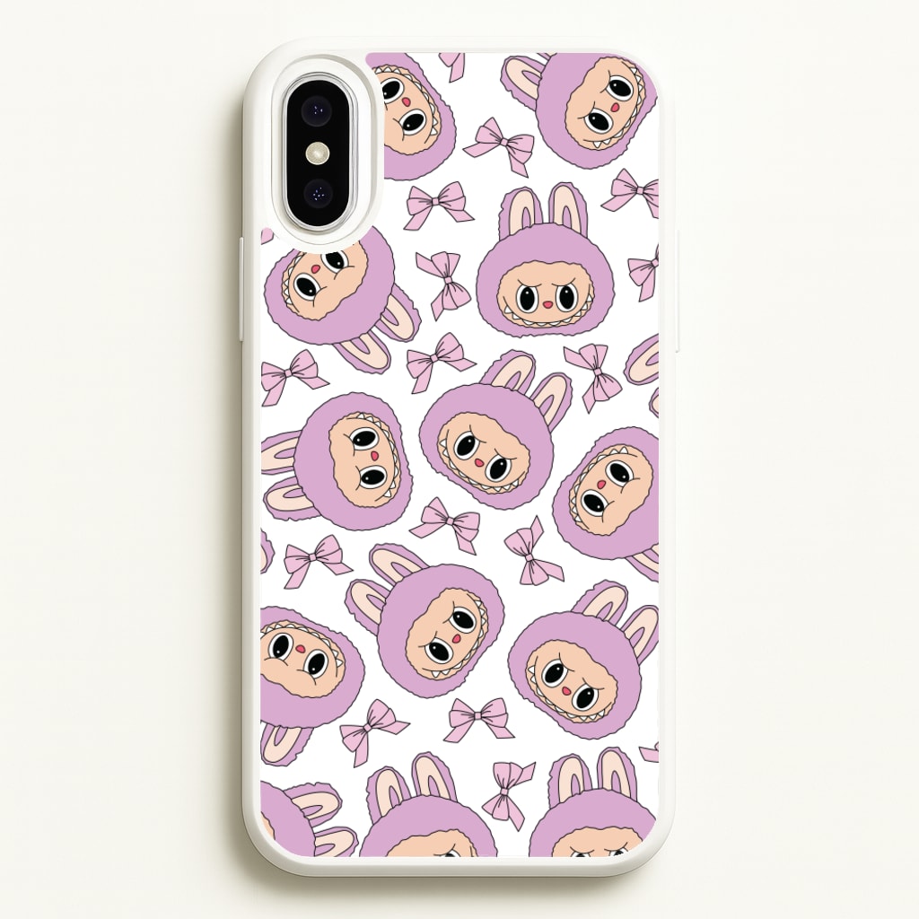 Cute Purple Monster And Bows Pattern - Plushy Phone Case for iPhone XS Max