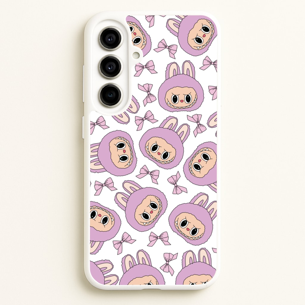 Cute Purple Monster And Bows Pattern - Plushy Phone Case for Galaxy A56