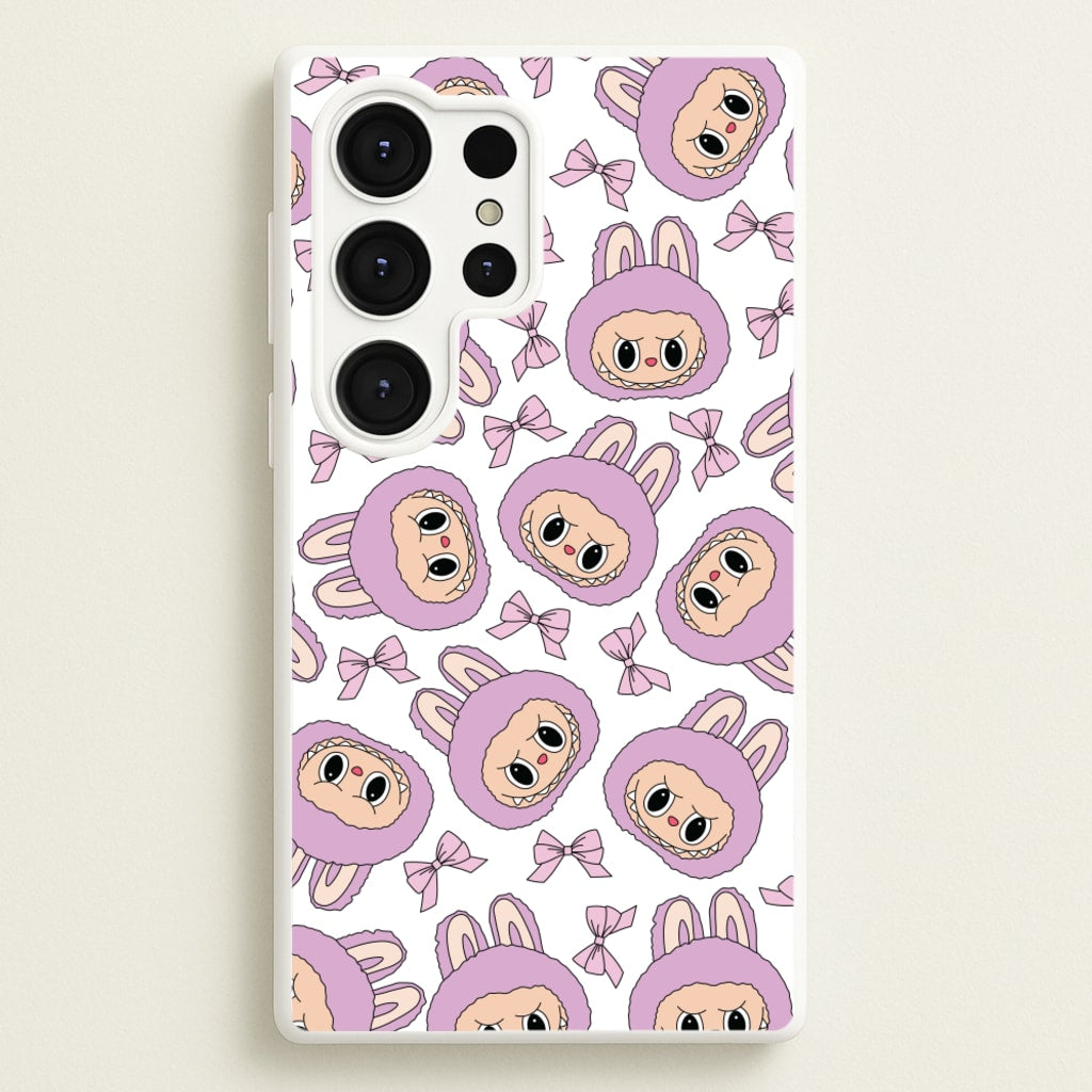 Cute Purple Monster And Bows Pattern - Plushy Phone Case for Galaxy S25 Ultra