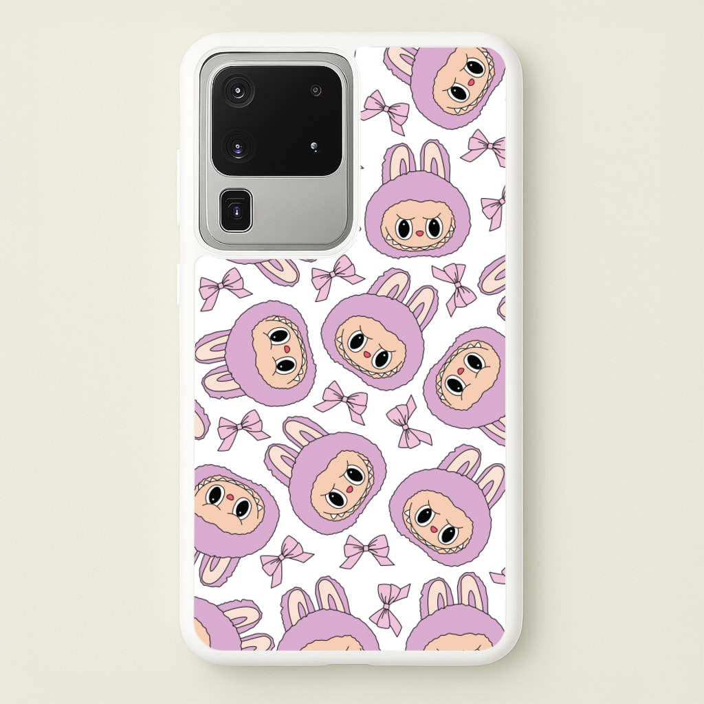 Cute Purple Monster And Bows Pattern - Plushy Phone Case for Galaxy S20 Ultra