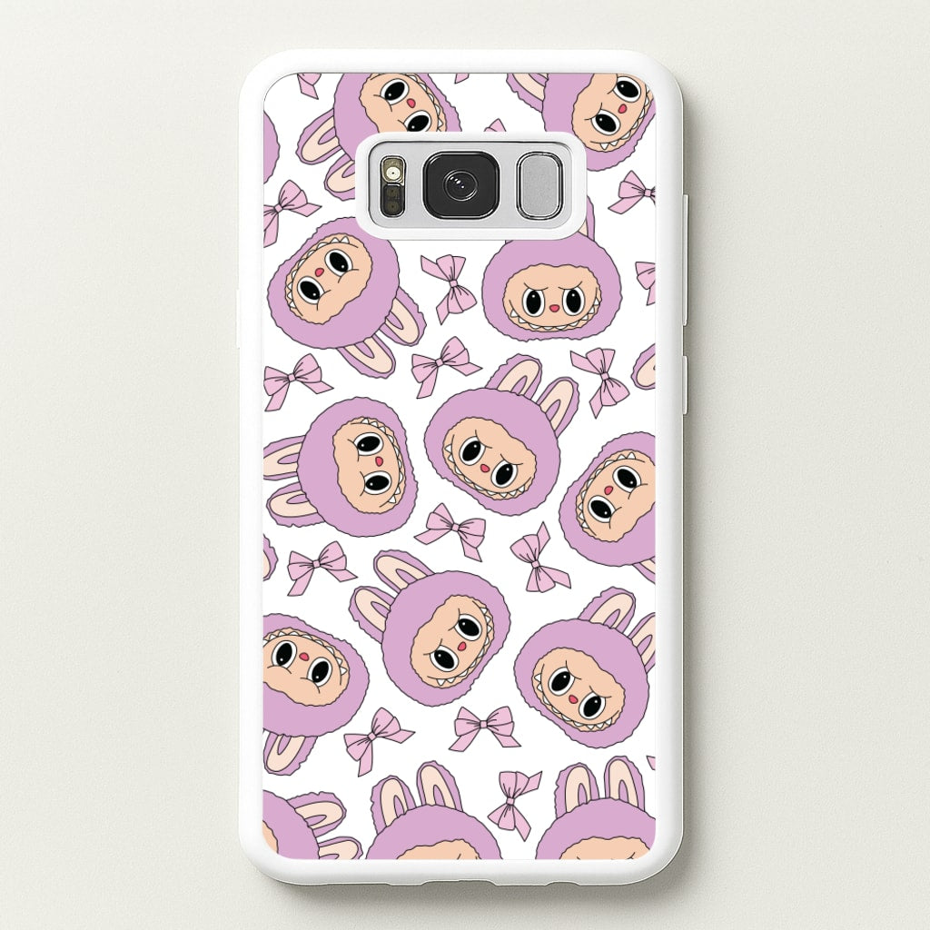 Cute Purple Monster And Bows Pattern - Plushy Phone Case for Galaxy S8