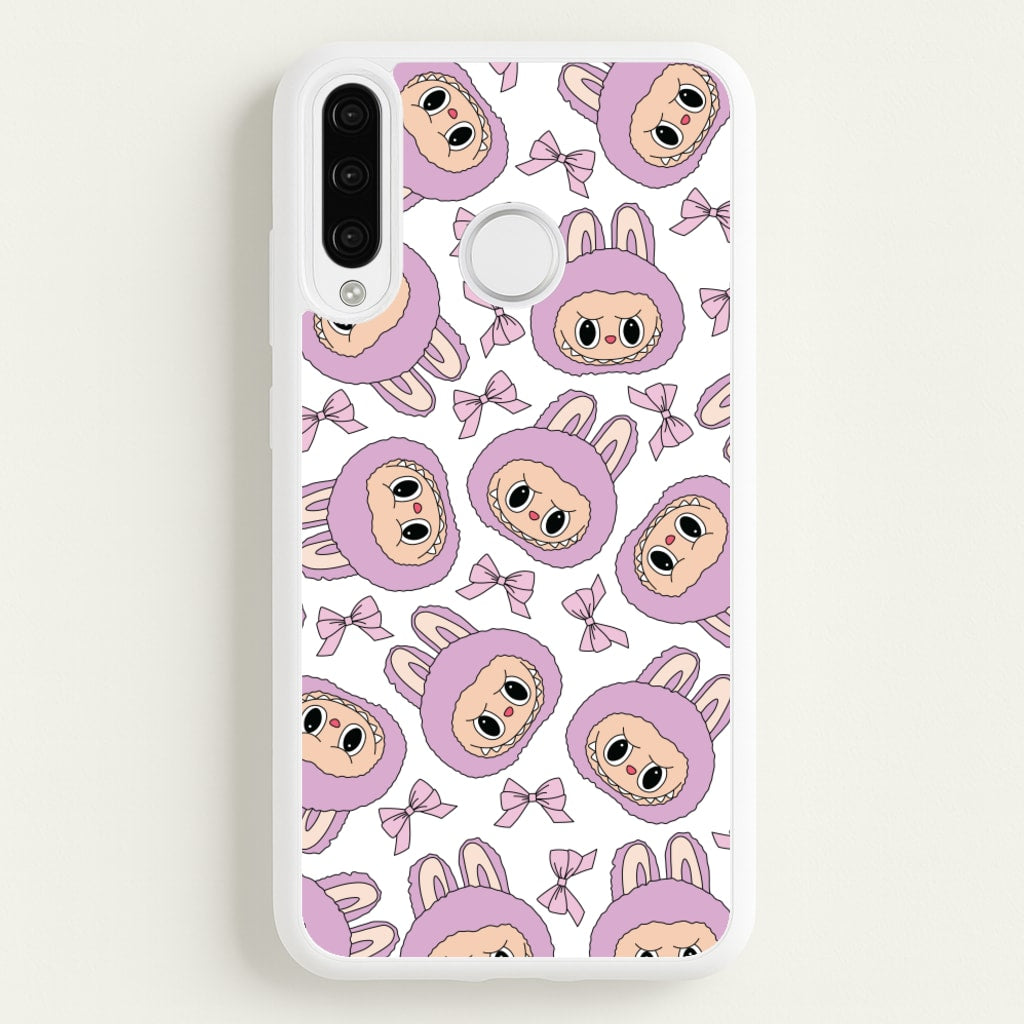 Cute Purple Monster And Bows Pattern - Plushy Phone Case for Huawei P30 Lite