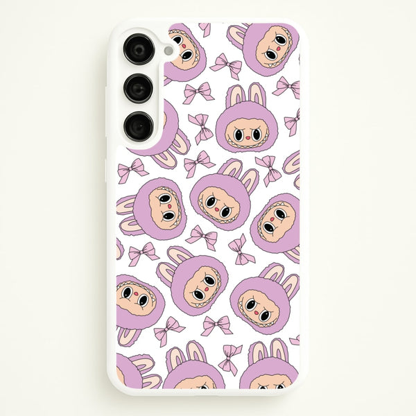 Cute Purple Monster And Bows Pattern - Plushy Phone Case for Galaxy S23