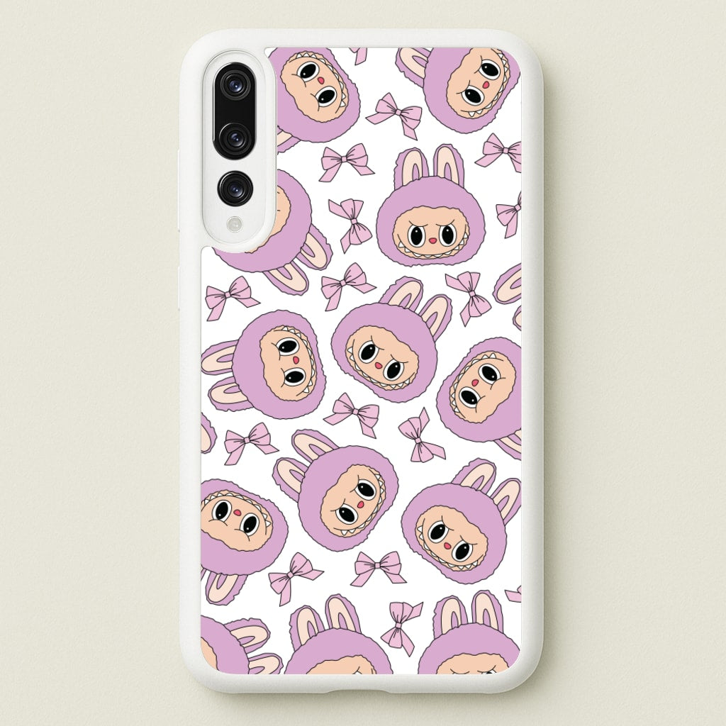 Cute Purple Monster And Bows Pattern - Plushy Phone Case for Huawei P20 Pro