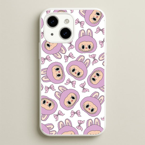 Cute Purple Monster And Bows Pattern - Plushy Phone Case for iPhone 15