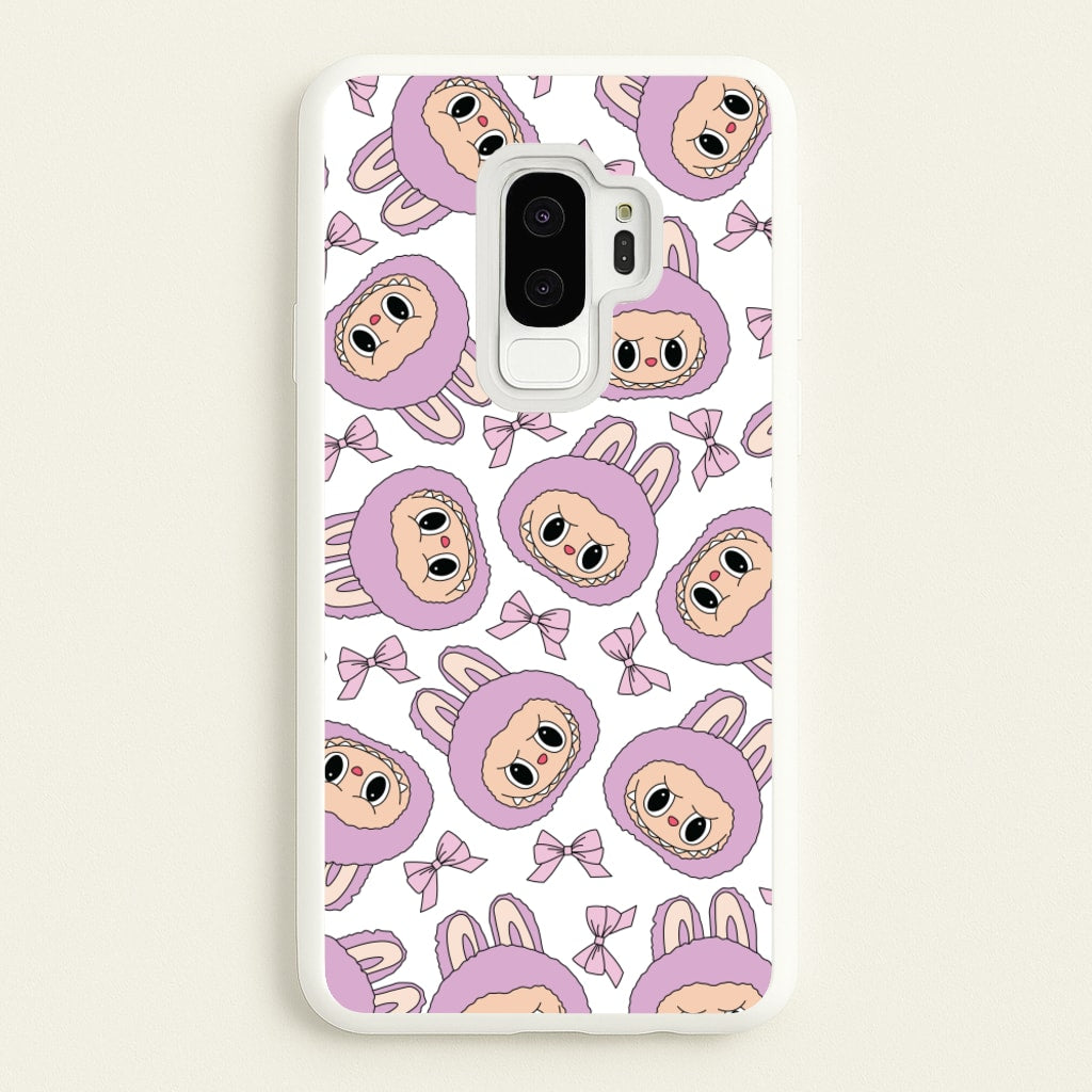 Cute Purple Monster And Bows Pattern - Plushy Phone Case for Galaxy S9 Plus