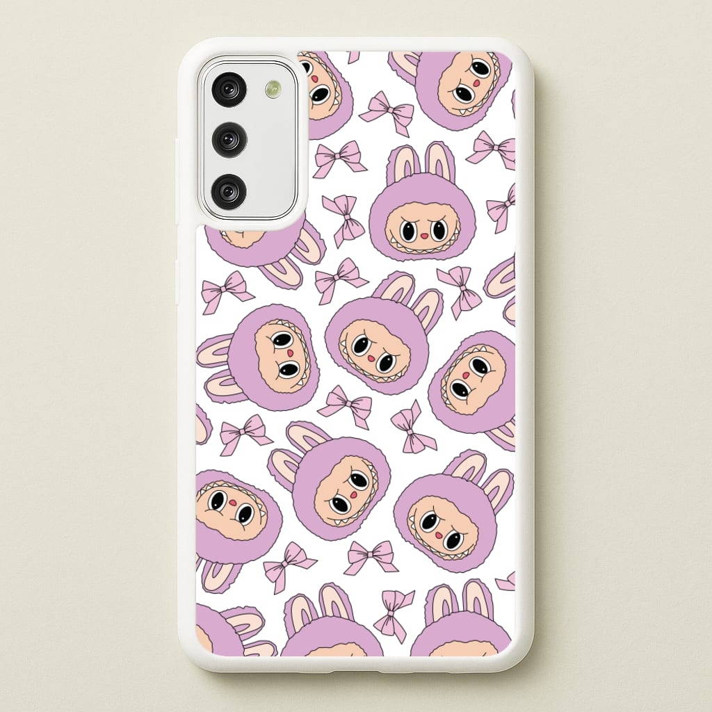Cute Purple Monster And Bows Pattern - Plushy Phone Case for Galaxy S20