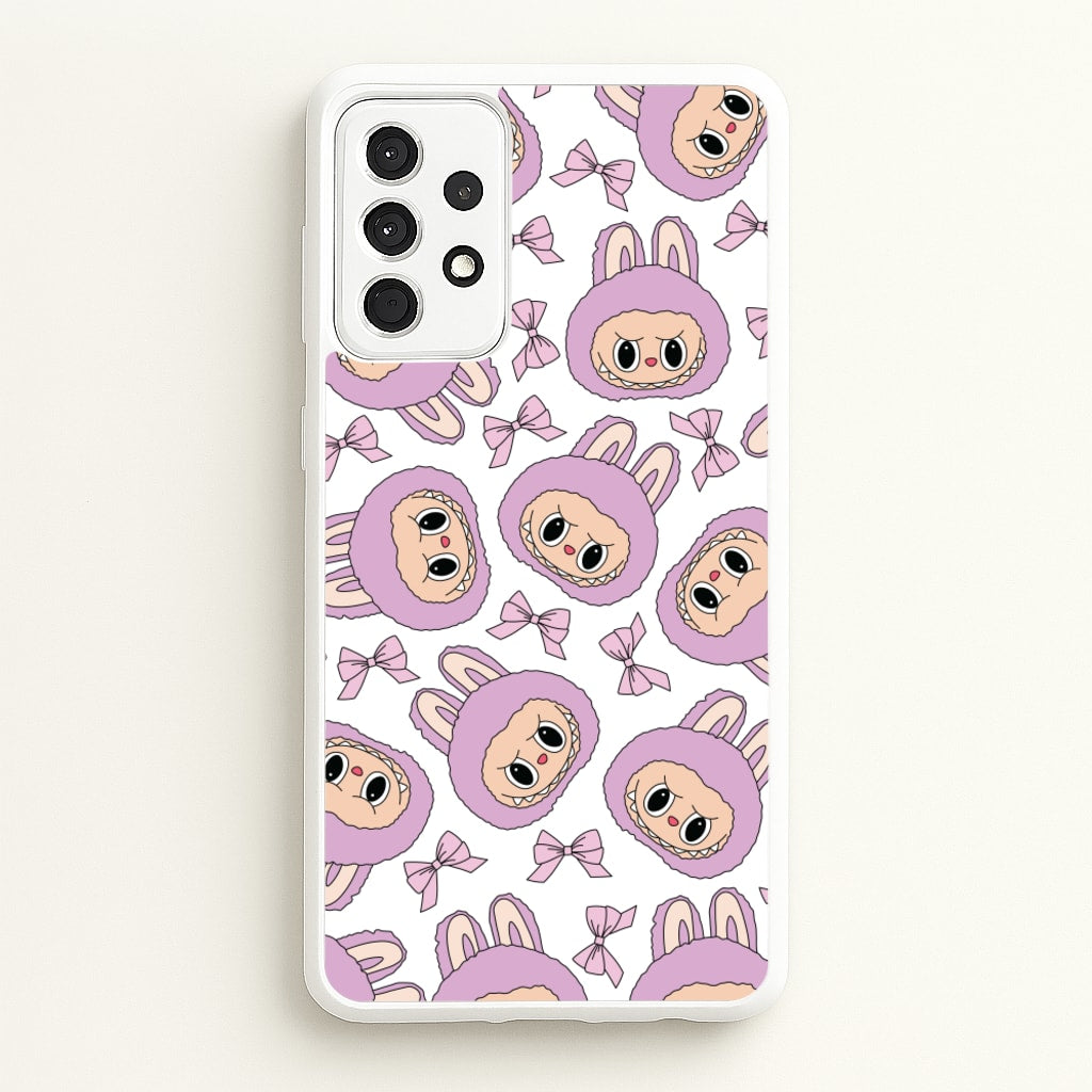 Cute Purple Monster And Bows Pattern - Plushy Phone Case for Galaxy A52 / A52s