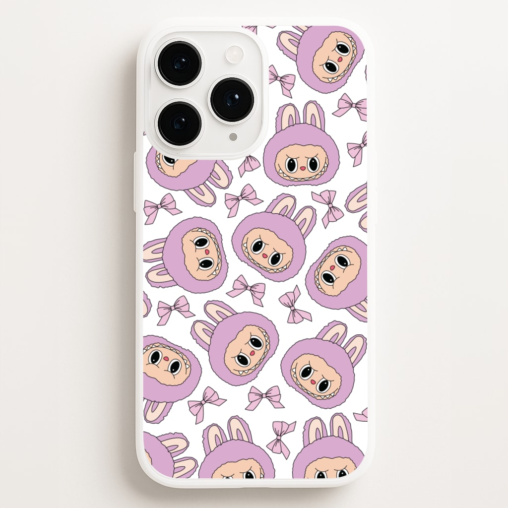 Cute Purple Monster And Bows Pattern - Plushy Phone Case for iPhone 11 Pro Max