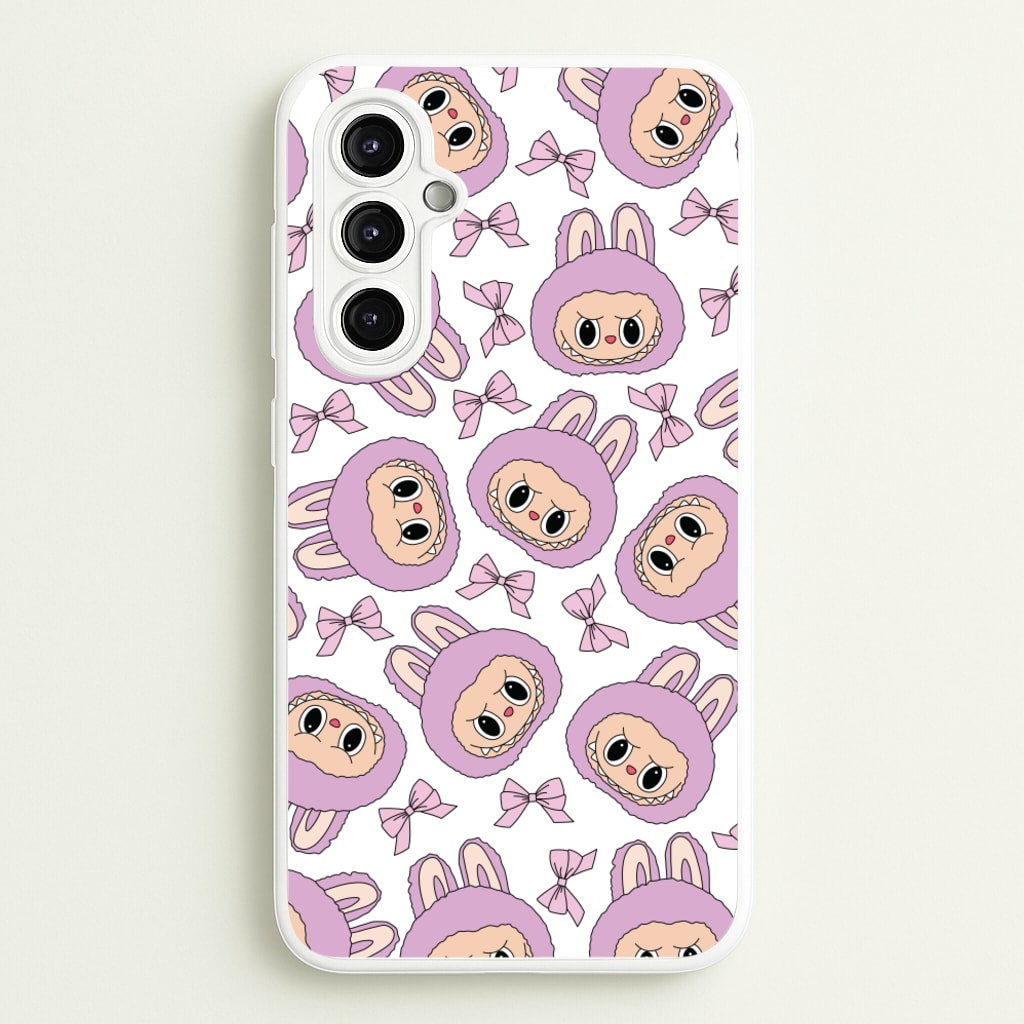 Cute Purple Monster And Bows Pattern - Plushy Phone Case for Galaxy A14