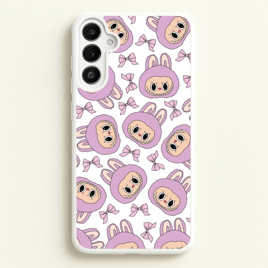Cute Purple Monster And Bows Pattern - Plushy Phone Case for Galaxy A36
