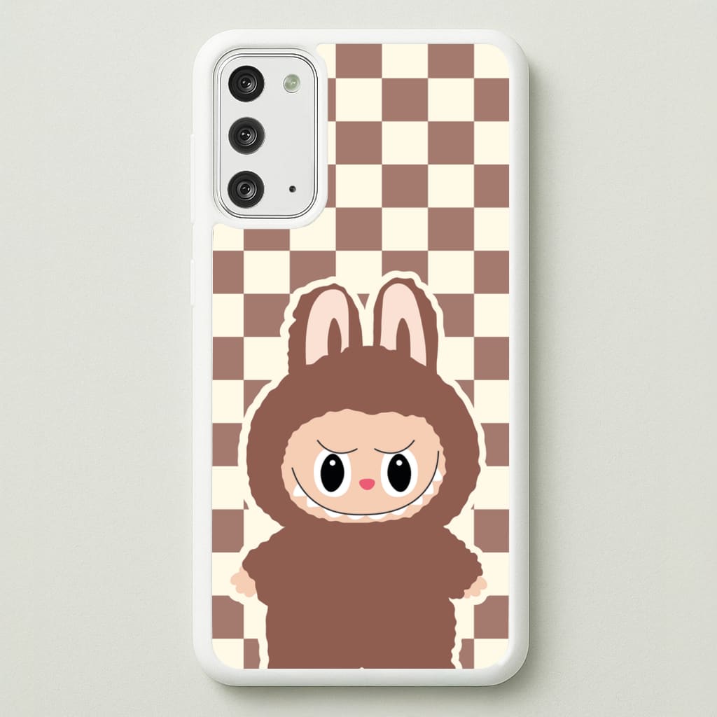 Checkered Cute Brown Monster - Plushy Phone Case for Galaxy Note 20