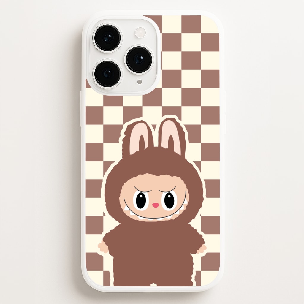 Checkered Cute Brown Monster - Plushy Phone Case for iPhone 11 Pro