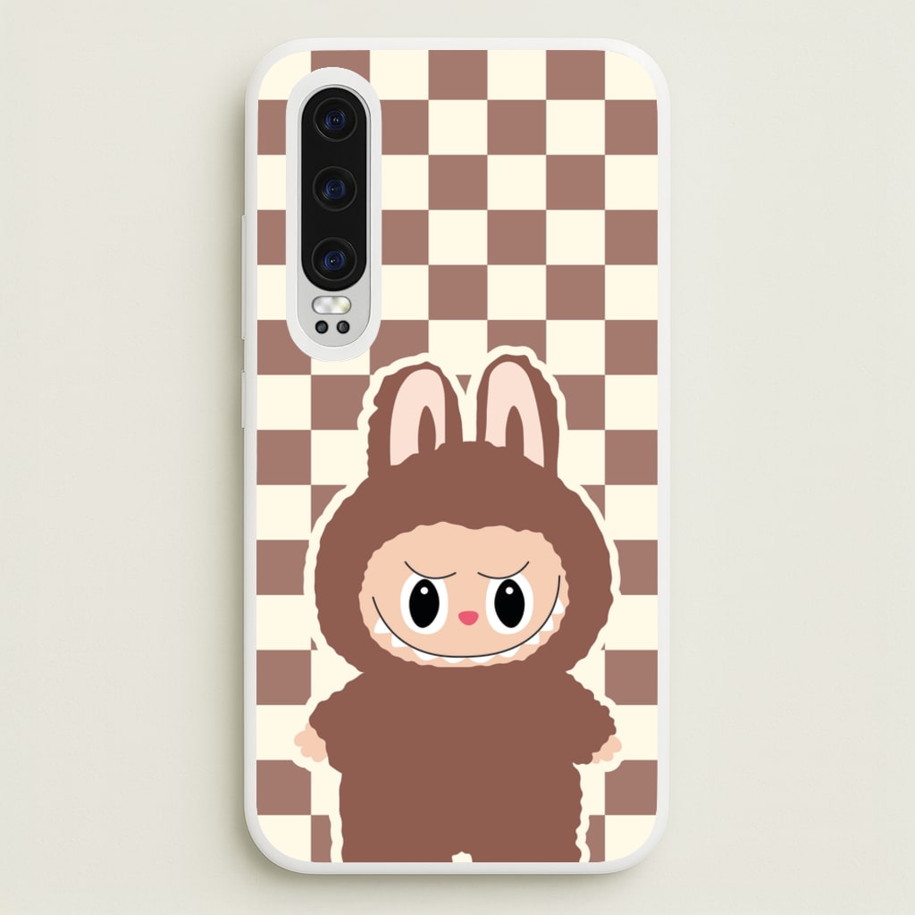 Checkered Cute Brown Monster - Plushy Phone Case for Huawei P30