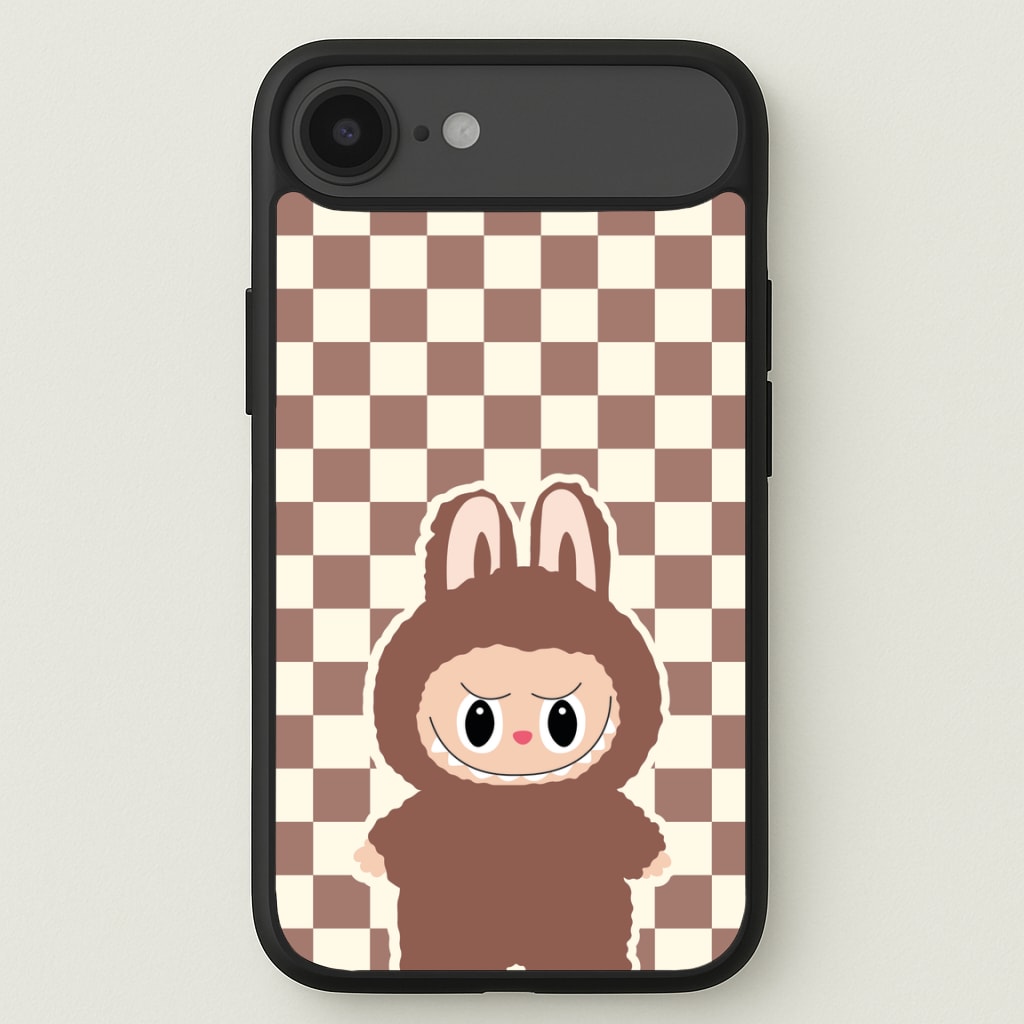 Checkered Cute Brown Monster Phone Case for iPhone 17 Air