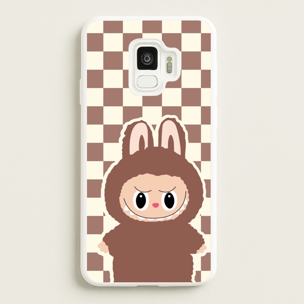 Checkered Cute Brown Monster - Plushy Phone Case for Galaxy S9