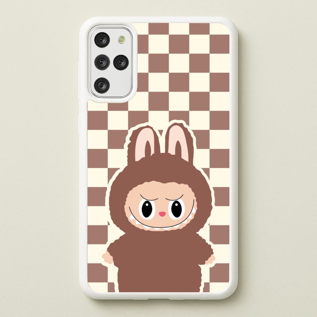 Checkered Cute Brown Monster - Plushy Phone Case for Galaxy S20 Plus